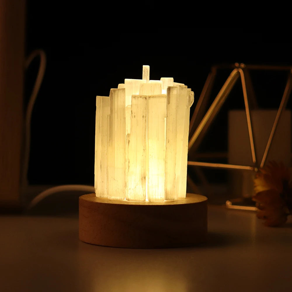 Natural Selenite Crystal Healing Lamp