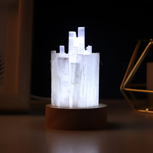 Natural Selenite Crystal Healing Lamp