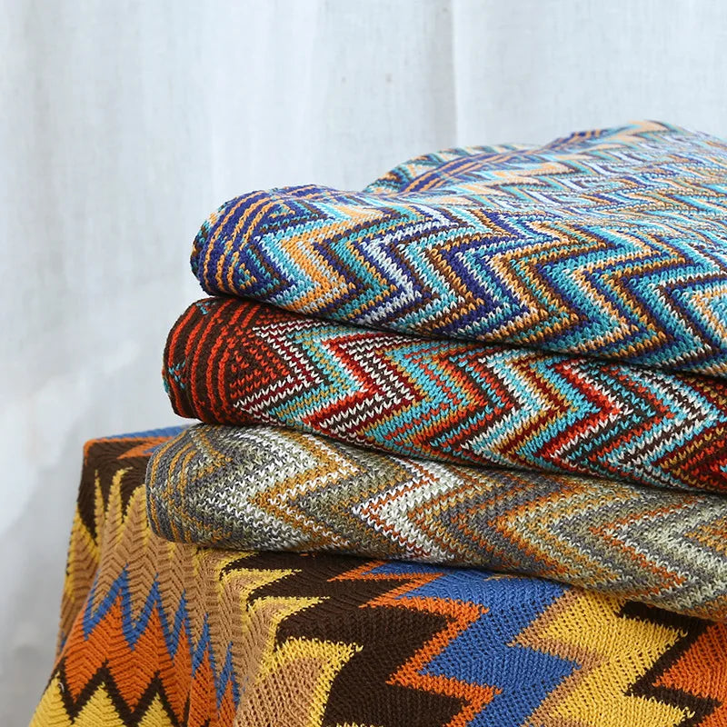 Boho Knitted Sofa Throw Blanket