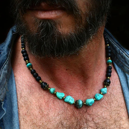 Mens Turquoise Stone Necklace