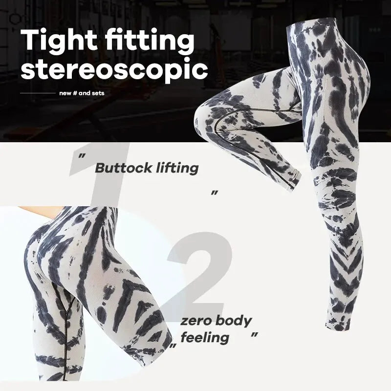 Tie Dye High Waisted Womens Leggings for Yoga