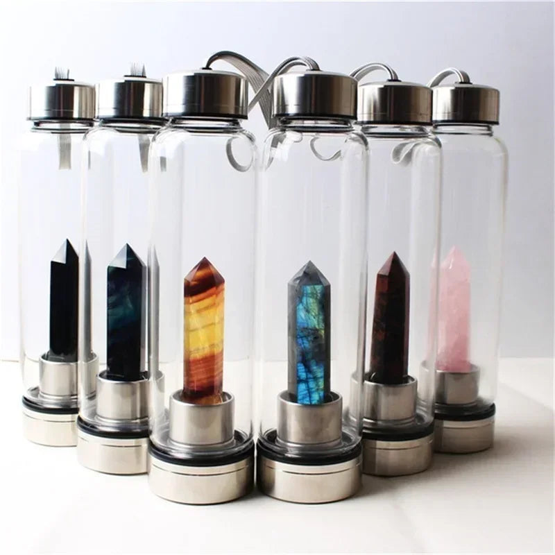 500ML Natural Crystal Healing Water Bottles